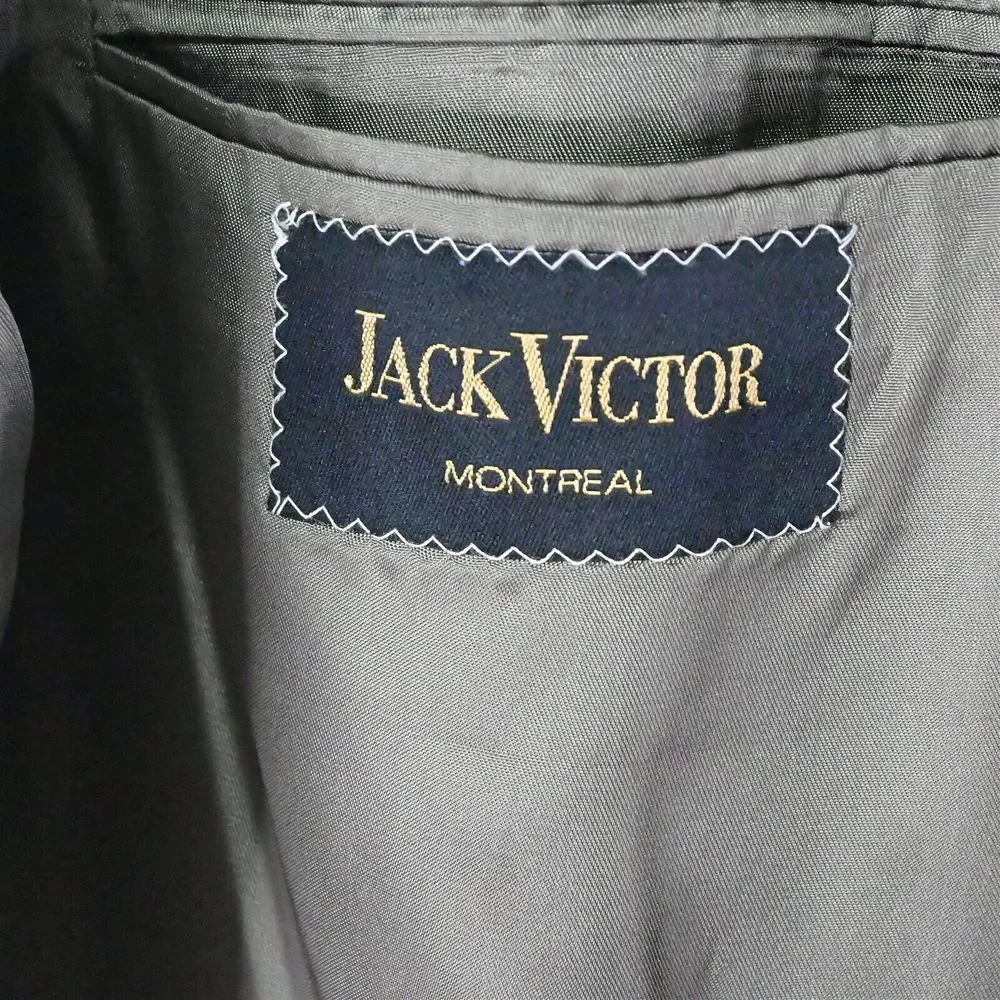 Jack Victor Fits‎ 44L Blue Gold Woven Wool 2Btn Blazer Suit Sport Coat Jacket